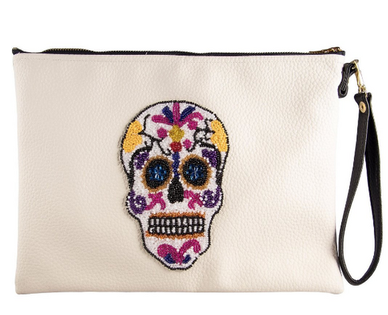 Image Title Tea & Tequila Cream Sugar Skull Clutch
